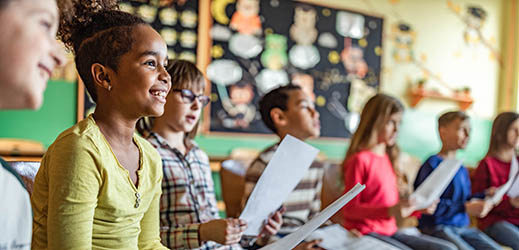 students in classroom in circle time